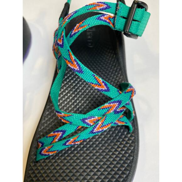 Chaco ZX1 Ecotread Sports Sandals Kids Size 5 Mint Leaf Green Aztec - Picture 3 of 8